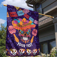 Personalised Mexico Day Of The Dead Garden Flag Sugar Skull With Maracas Mexican Folk Pattern - Wonder Print Shop