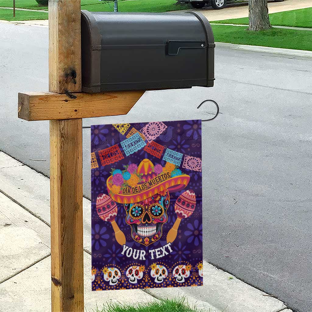 Personalised Mexico Day Of The Dead Garden Flag Sugar Skull With Maracas Mexican Folk Pattern - Wonder Print Shop