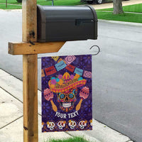 Personalised Mexico Day Of The Dead Garden Flag Sugar Skull With Maracas Mexican Folk Pattern - Wonder Print Shop