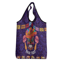 Personalised Mexico Day Of The Dead Grocery Bag Sugar Skull With Maracas Mexican Folk Pattern