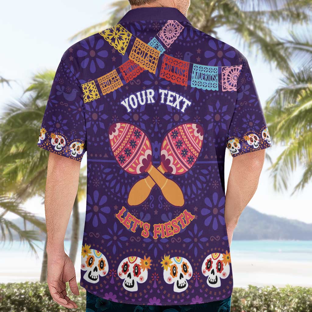 Personalised Mexico Day Of The Dead Hawaiian Shirt Sugar Skull With Maracas Mexican Folk Pattern - Wonder Print Shop