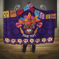 Personalised Mexico Day Of The Dead Hooded Blanket Sugar Skull With Maracas Mexican Folk Pattern