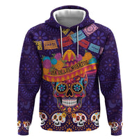 Personalised Mexico Day Of The Dead Hoodie Sugar Skull With Maracas Mexican Folk Pattern - Wonder Print Shop