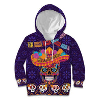 Personalised Mexico Day Of The Dead Kid Hoodie Sugar Skull With Maracas Mexican Folk Pattern - Wonder Print Shop