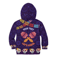 Personalised Mexico Day Of The Dead Kid Hoodie Sugar Skull With Maracas Mexican Folk Pattern - Wonder Print Shop