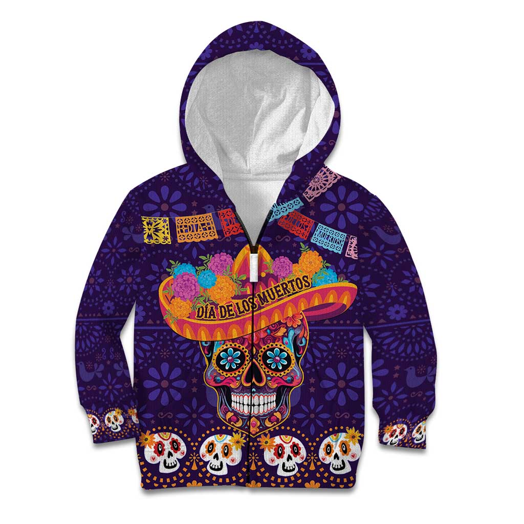 Personalised Mexico Day Of The Dead Kid Hoodie Sugar Skull With Maracas Mexican Folk Pattern - Wonder Print Shop