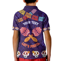 Personalised Mexico Day Of The Dead Kid Polo Shirt Sugar Skull With Maracas Mexican Folk Pattern - Wonder Print Shop