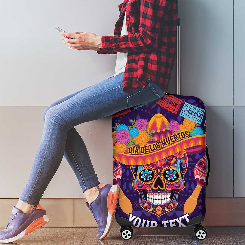 Personalised Mexico Day Of The Dead Luggage Cover Sugar Skull With Maracas Mexican Folk Pattern - Wonder Print Shop