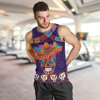 Personalised Mexico Day Of The Dead Men Tank Top Sugar Skull With Maracas Mexican Folk Pattern - Wonder Print Shop