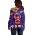 Personalised Mexico Day Of The Dead Off Shoulder Sweater Sugar Skull With Maracas Mexican Folk Pattern - Wonder Print Shop