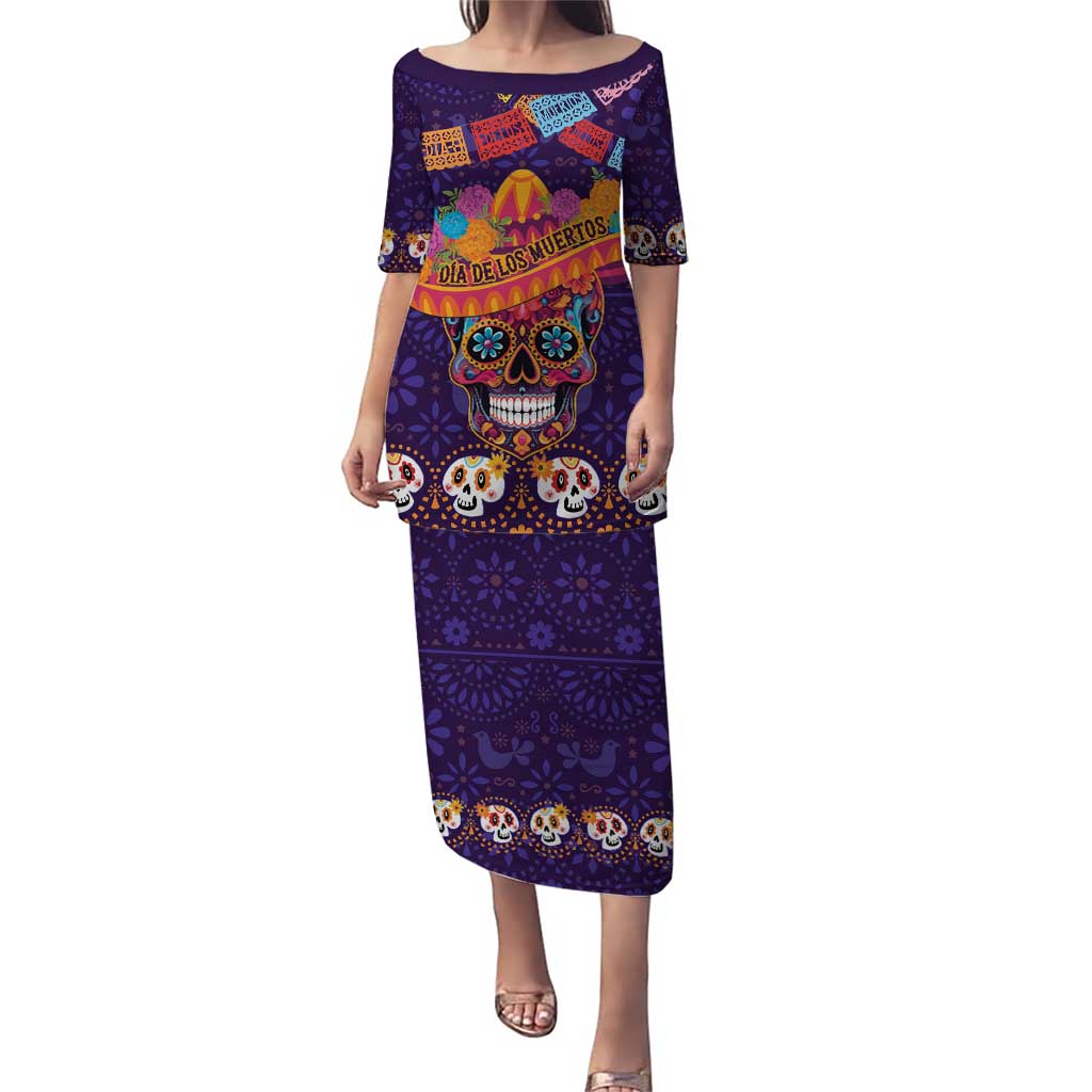 Personalised Mexico Day Of The Dead Puletasi Sugar Skull With Maracas Mexican Folk Pattern - Wonder Print Shop