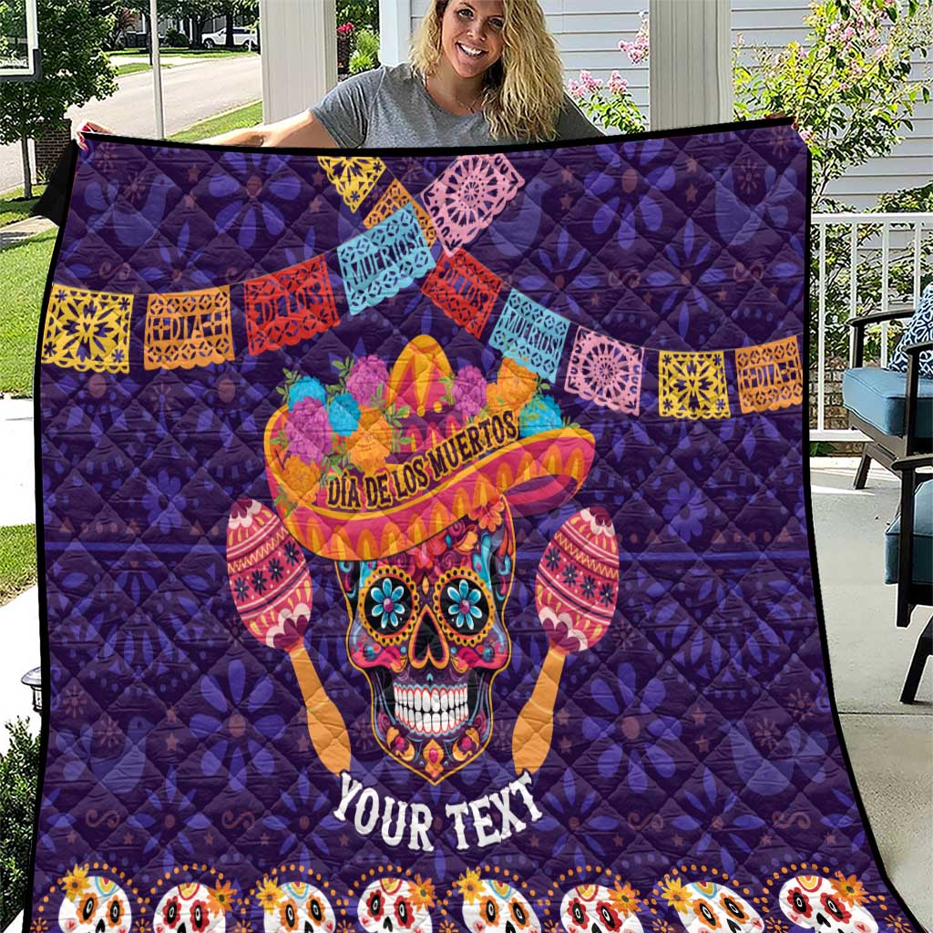 Personalised Mexico Day Of The Dead Quilt Sugar Skull With Maracas Mexican Folk Pattern - Wonder Print Shop