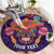 Personalised Mexico Day Of The Dead Round Carpet Sugar Skull With Maracas Mexican Folk Pattern
