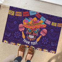 Personalised Mexico Day Of The Dead Rubber Doormat Sugar Skull With Maracas Mexican Folk Pattern - Wonder Print Shop