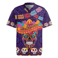 Personalised Mexico Day Of The Dead Rugby Jersey Sugar Skull With Maracas Mexican Folk Pattern - Wonder Print Shop