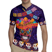Personalised Mexico Day Of The Dead Rugby Jersey Sugar Skull With Maracas Mexican Folk Pattern - Wonder Print Shop