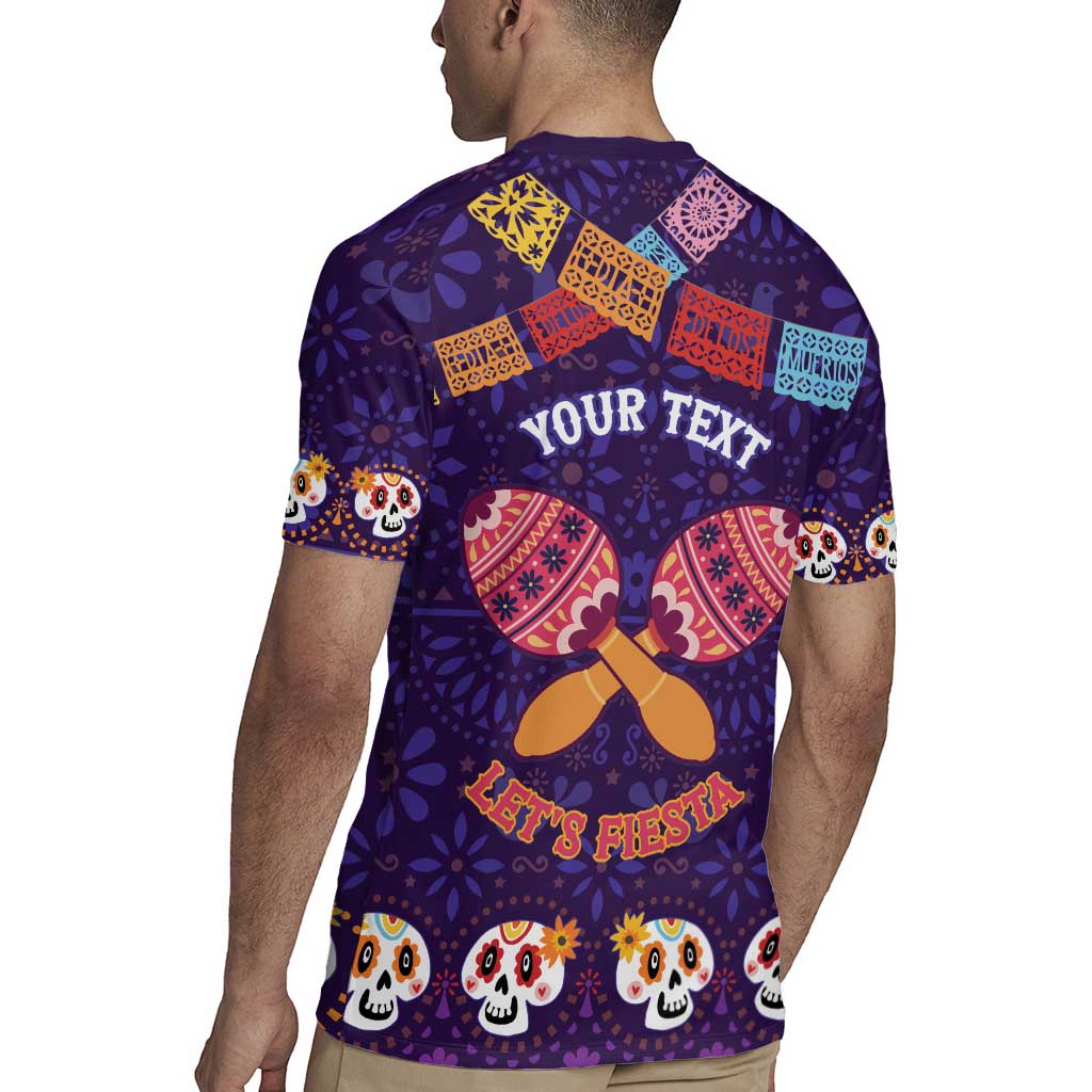 Personalised Mexico Day Of The Dead Rugby Jersey Sugar Skull With Maracas Mexican Folk Pattern - Wonder Print Shop