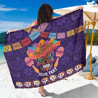 Personalised Mexico Day Of The Dead Sarong Sugar Skull With Maracas Mexican Folk Pattern - Wonder Print Shop