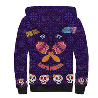 Personalised Mexico Day Of The Dead Sherpa Hoodie Sugar Skull With Maracas Mexican Folk Pattern - Wonder Print Shop