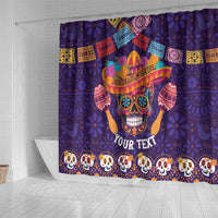 Personalised Mexico Day Of The Dead Shower Curtain Sugar Skull With Maracas Mexican Folk Pattern