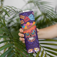 Personalised Mexico Day Of The Dead Skinny Tumbler Sugar Skull With Maracas Mexican Folk Pattern - Wonder Print Shop