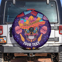 Personalised Mexico Day Of The Dead Spare Tire Cover Sugar Skull With Maracas Mexican Folk Pattern - Wonder Print Shop