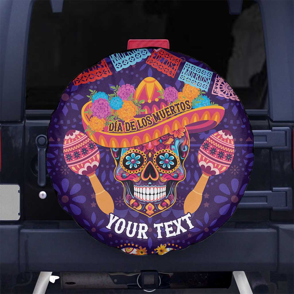 Personalised Mexico Day Of The Dead Spare Tire Cover Sugar Skull With Maracas Mexican Folk Pattern - Wonder Print Shop