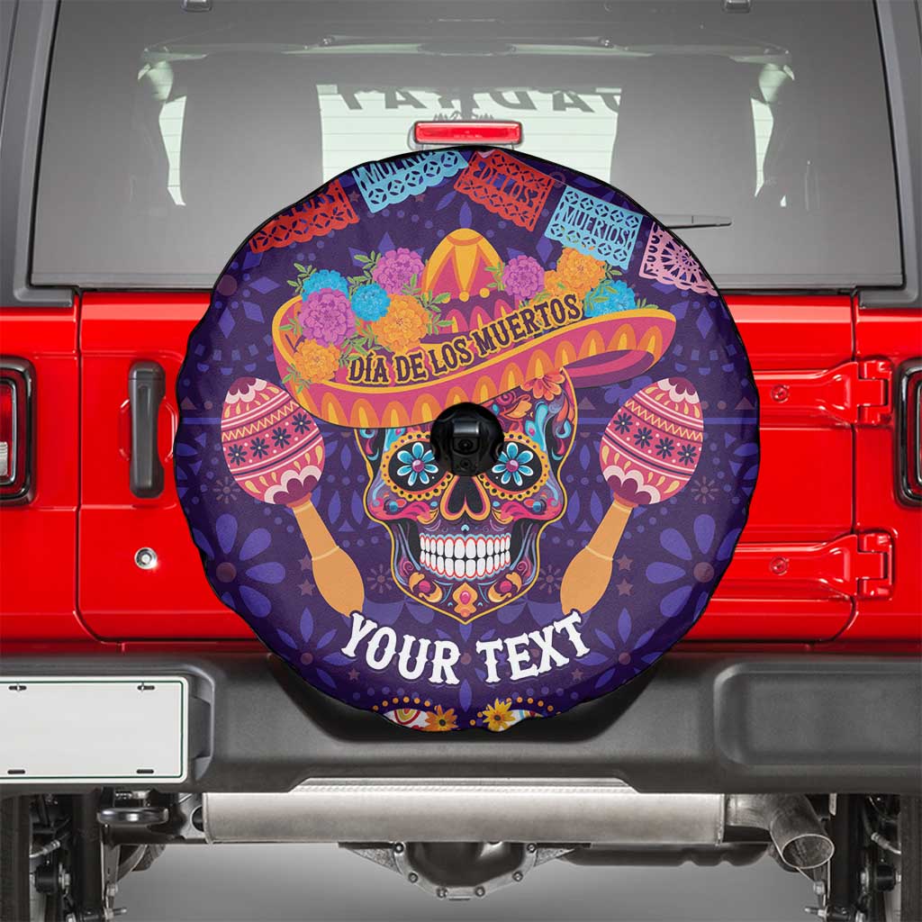 Personalised Mexico Day Of The Dead Spare Tire Cover Sugar Skull With Maracas Mexican Folk Pattern - Wonder Print Shop