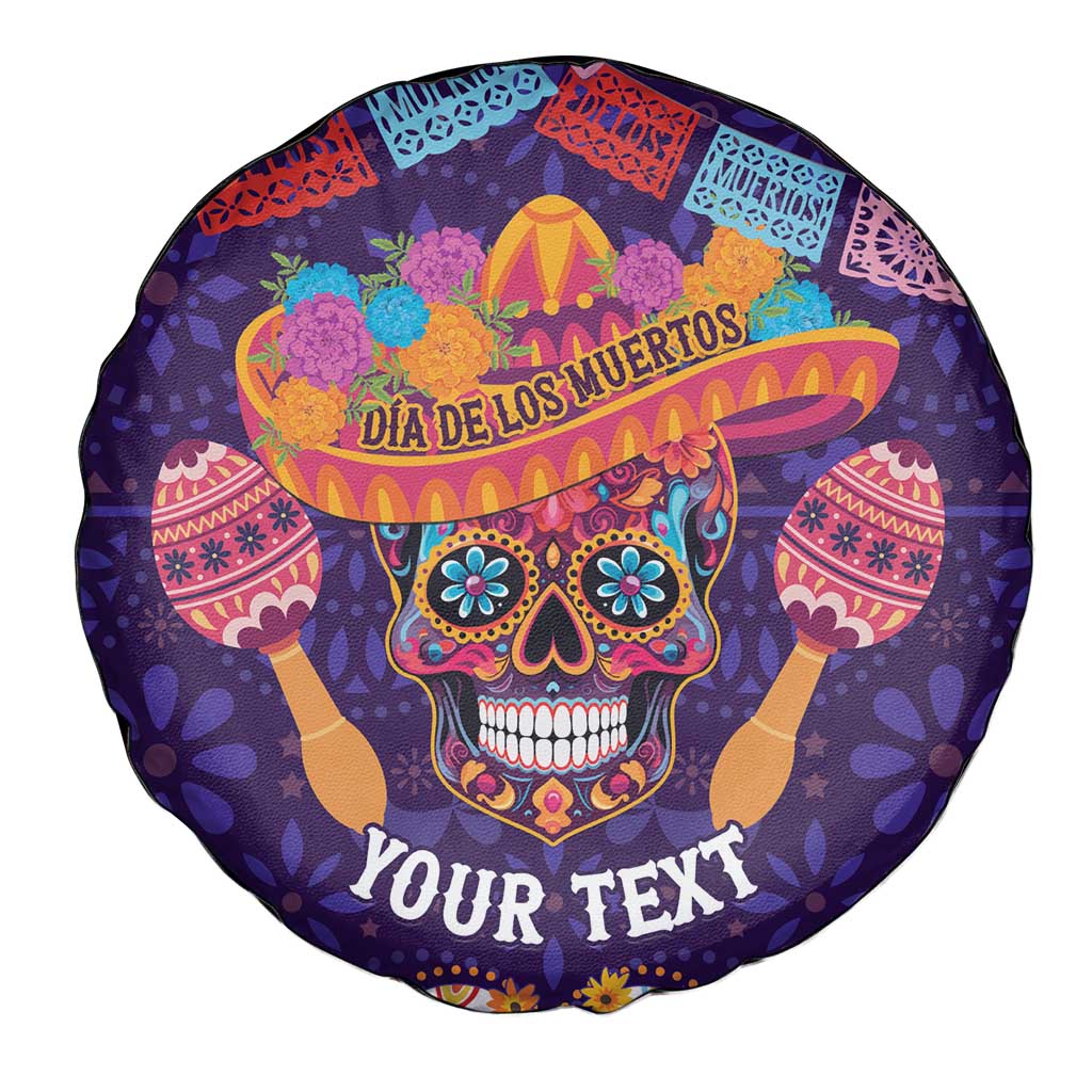 Personalised Mexico Day Of The Dead Spare Tire Cover Sugar Skull With Maracas Mexican Folk Pattern - Wonder Print Shop