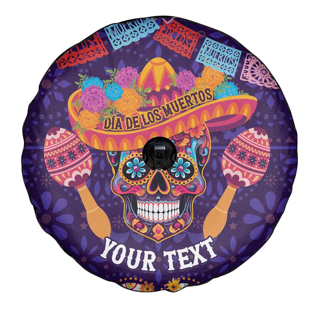 Personalised Mexico Day Of The Dead Spare Tire Cover Sugar Skull With Maracas Mexican Folk Pattern - Wonder Print Shop