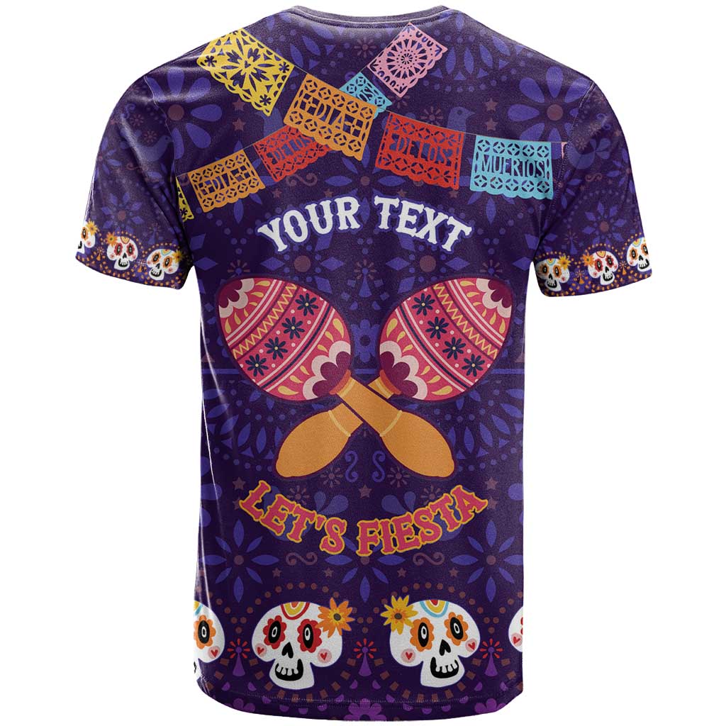 Personalised Mexico Day Of The Dead T Shirt Sugar Skull With Maracas Mexican Folk Pattern - Wonder Print Shop