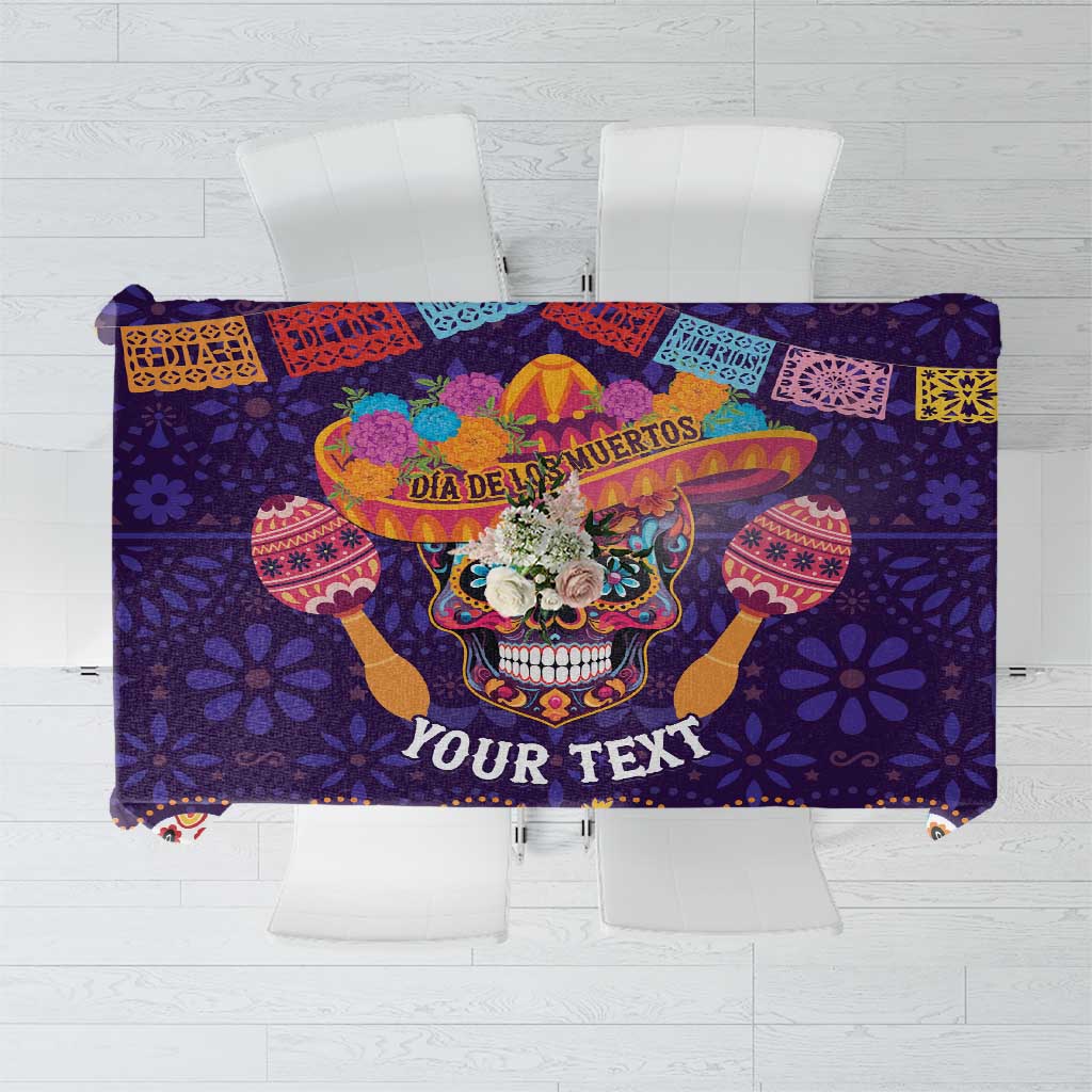 Personalised Mexico Day Of The Dead Tablecloth Sugar Skull With Maracas Mexican Folk Pattern - Wonder Print Shop