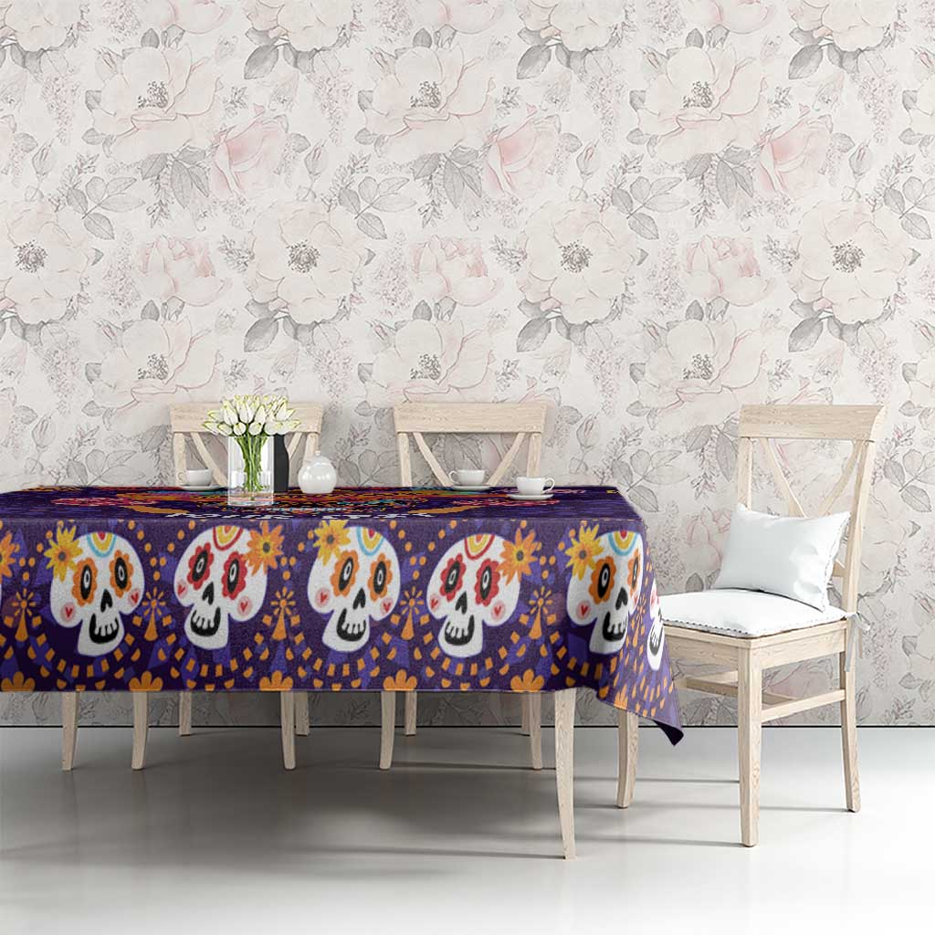 Personalised Mexico Day Of The Dead Tablecloth Sugar Skull With Maracas Mexican Folk Pattern - Wonder Print Shop