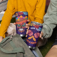 Personalised Mexico Day Of The Dead Tumbler Cup Sugar Skull With Maracas Mexican Folk Pattern - Wonder Print Shop