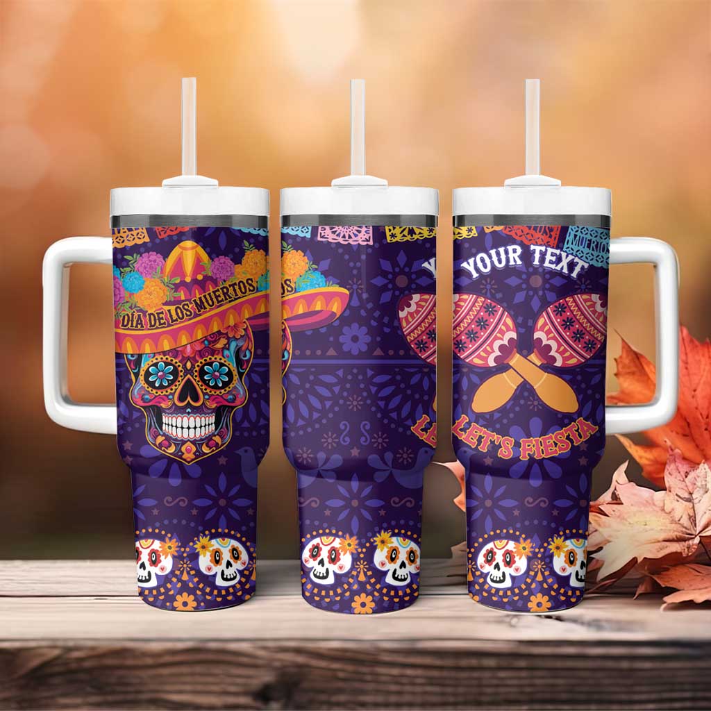 Personalised Mexico Day Of The Dead Tumbler With Handle Sugar Skull With Maracas Mexican Folk Pattern - Wonder Print Shop