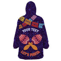 Personalised Mexico Day Of The Dead Wearable Blanket Hoodie Sugar Skull With Maracas Mexican Folk Pattern - Wonder Print Shop