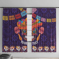 Personalised Mexico Day Of The Dead Window Curtain Sugar Skull With Maracas Mexican Folk Pattern - Wonder Print Shop