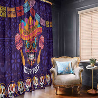Personalised Mexico Day Of The Dead Window Curtain Sugar Skull With Maracas Mexican Folk Pattern - Wonder Print Shop