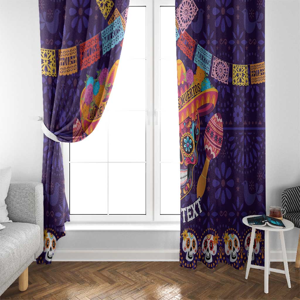 Personalised Mexico Day Of The Dead Window Curtain Sugar Skull With Maracas Mexican Folk Pattern - Wonder Print Shop