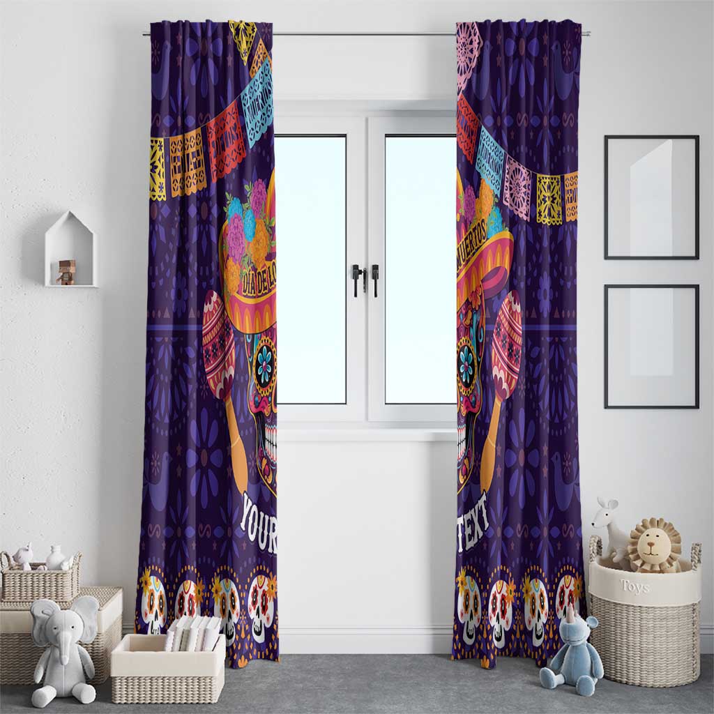 Personalised Mexico Day Of The Dead Window Curtain Sugar Skull With Maracas Mexican Folk Pattern - Wonder Print Shop