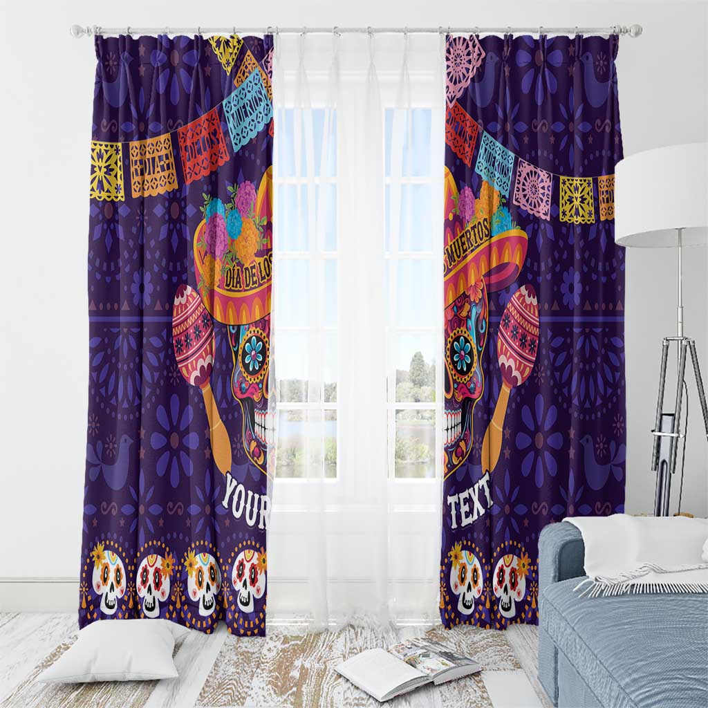 Personalised Mexico Day Of The Dead Window Curtain Sugar Skull With Maracas Mexican Folk Pattern - Wonder Print Shop