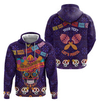 Personalised Mexico Day Of The Dead Zip Hoodie Sugar Skull With Maracas Mexican Folk Pattern - Wonder Print Shop