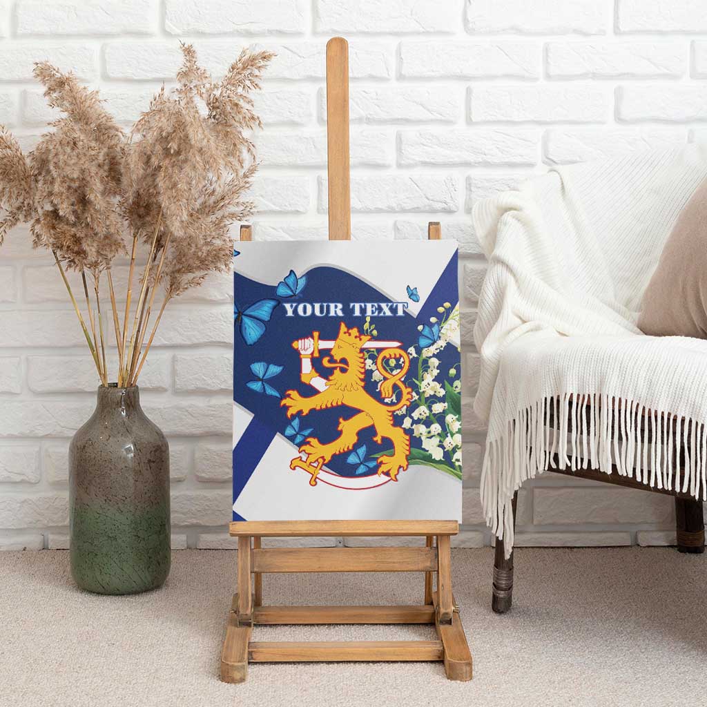 Personalised Finland Independence Day Canvas Wall Art Lily Of The Valley Mix Holly Blue - Coat Of Arms Style - Wonder Print Shop