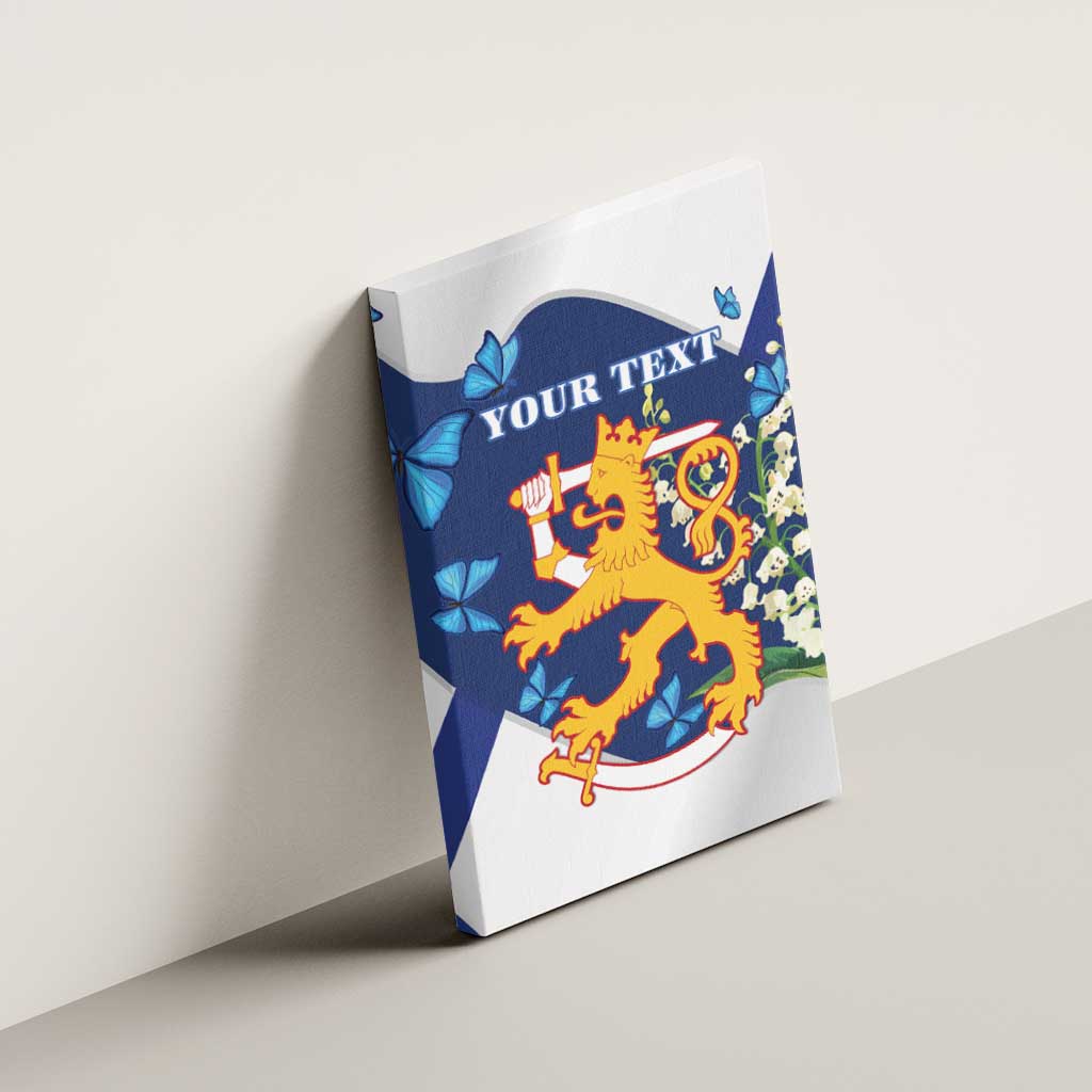 Personalised Finland Independence Day Canvas Wall Art Lily Of The Valley Mix Holly Blue - Coat Of Arms Style - Wonder Print Shop