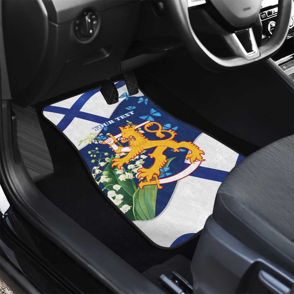 Personalised Finland Independence Day Car Mats Lily Of The Valley Mix Holly Blue - Coat Of Arms Style - Wonder Print Shop