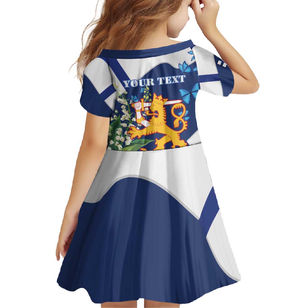 Personalised Finland Independence Day Family Matching Long Sleeve Bodycon Dress and Hawaiian Shirt Lily Of The Valley Mix Holly Blue - Coat Of Arms Style - Wonder Print Shop