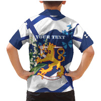 Personalised Finland Independence Day Family Matching Mermaid Dress and Hawaiian Shirt Lily Of The Valley Mix Holly Blue - Coat Of Arms Style - Wonder Print Shop