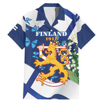 Personalised Finland Independence Day Family Matching Mermaid Dress and Hawaiian Shirt Lily Of The Valley Mix Holly Blue - Coat Of Arms Style - Wonder Print Shop