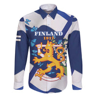 Personalised Finland Independence Day Family Matching Mermaid Dress and Hawaiian Shirt Lily Of The Valley Mix Holly Blue - Coat Of Arms Style - Wonder Print Shop