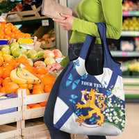 Personalised Finland Independence Day Grocery Bag Lily Of The Valley Mix Holly Blue - Coat Of Arms Style